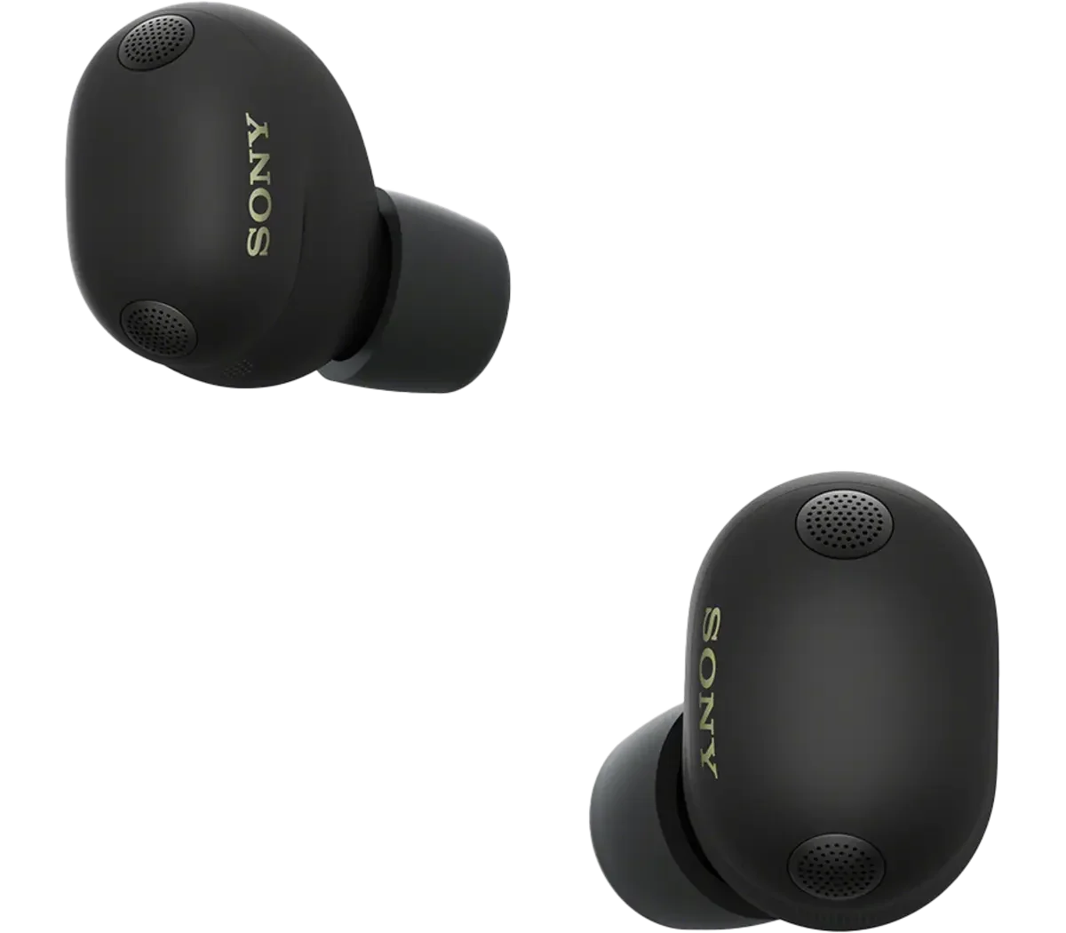 Pair of black Sony WF-1000XM6 wireless earbuds